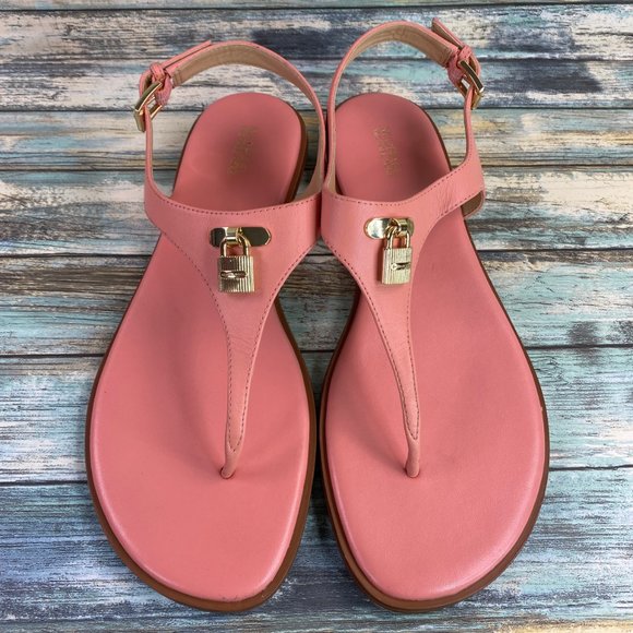 MICHAEL Michael Kors Mira Womens Size 10M Peach Leather Thong Sandal - Picture 3 of 10